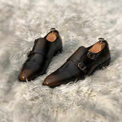 Brownish two tone - Leather Double Monk Strap