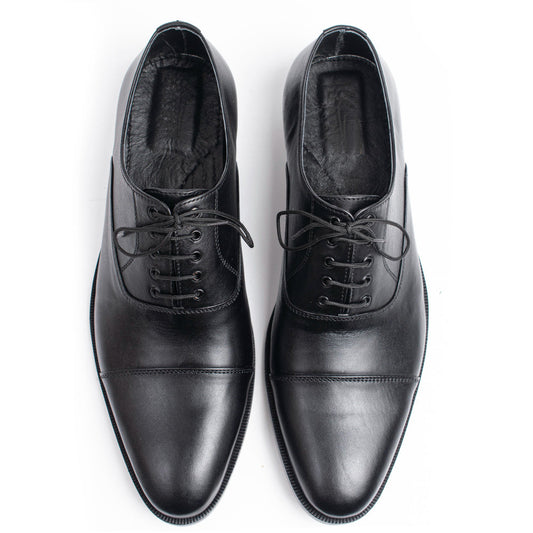 Black - Oxford Cap Toe Towline -Leatherhook - cow - leather - shoes - formal - handcrafted - handmade - premium
