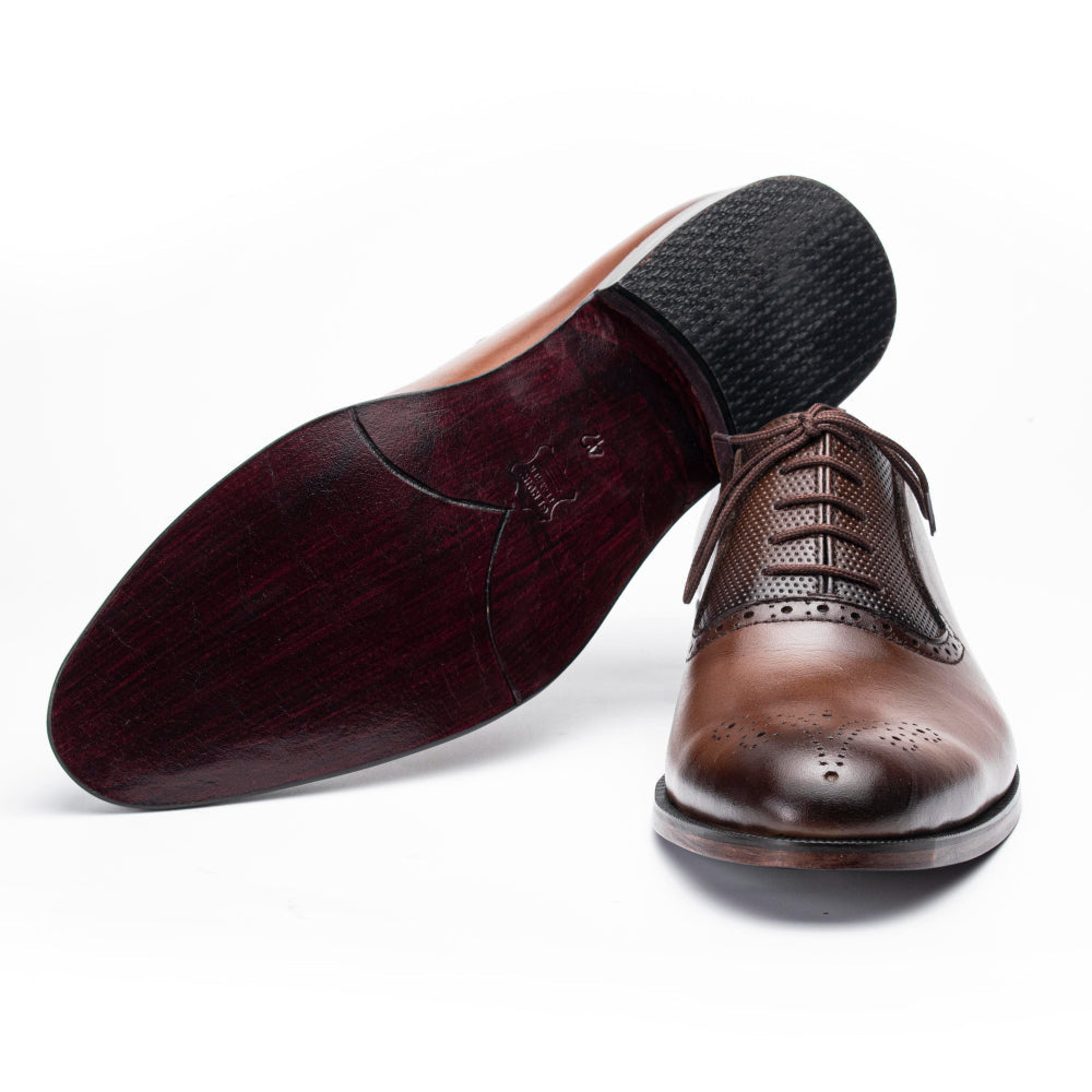 Brown - Classic Brogue toe Capped - Cow - Leather - Shoes - handmade - premium - handcrafted