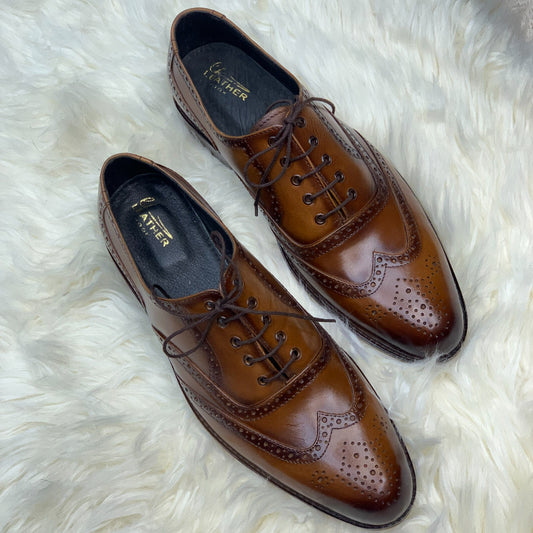 Brownish Tone - Wingtip Oxford Brogue - Leatherhook - cow - leather - shoes - formal - handcrafted - handmade - premium
