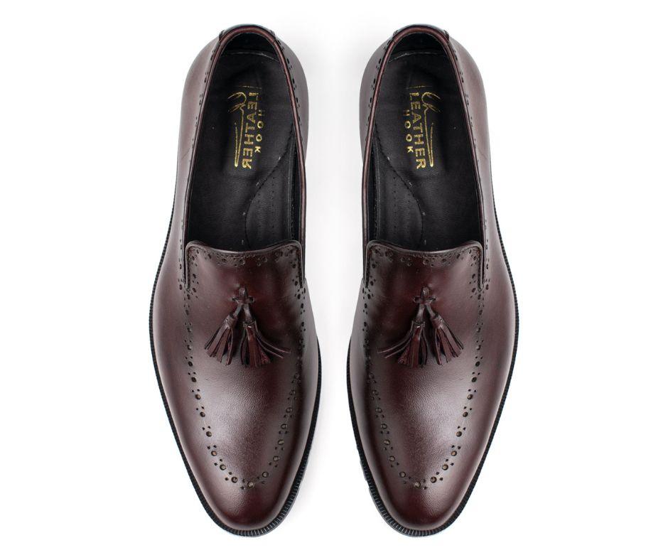 Maroon - Tussle Dot - Leatherhook - cow - leather - shoes - formal - handcrafted - handmade - premium