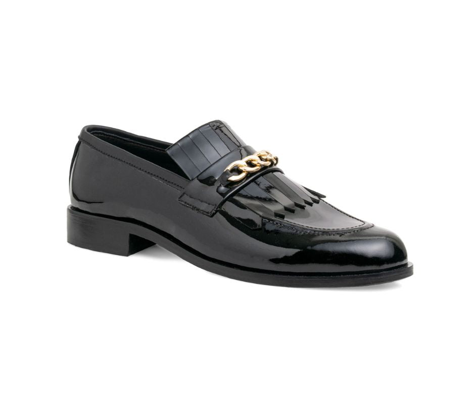 Patent Black - Chain Decor - Leatherhook - cow - leather - casual - shoes - handcrafted - premium