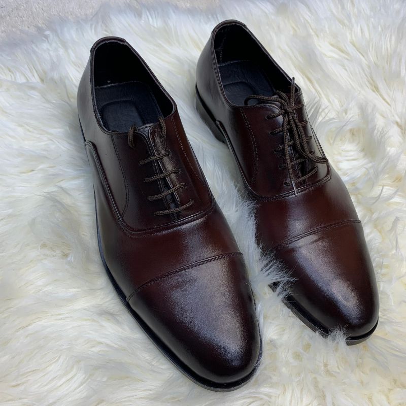 Burgundy - Oxford Cap Toe Towline  - Cow - Leather - Shoes - formal